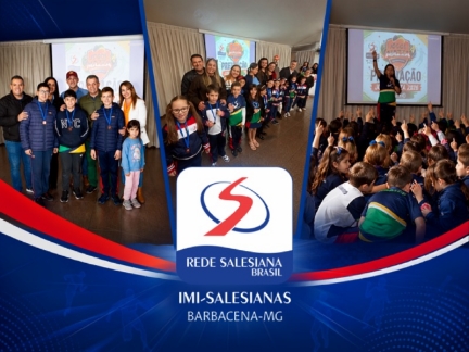 Cerimônia de entrega das medalhas dos Jogos Mazza 2026 na Escola Salesiana de Barbacena.